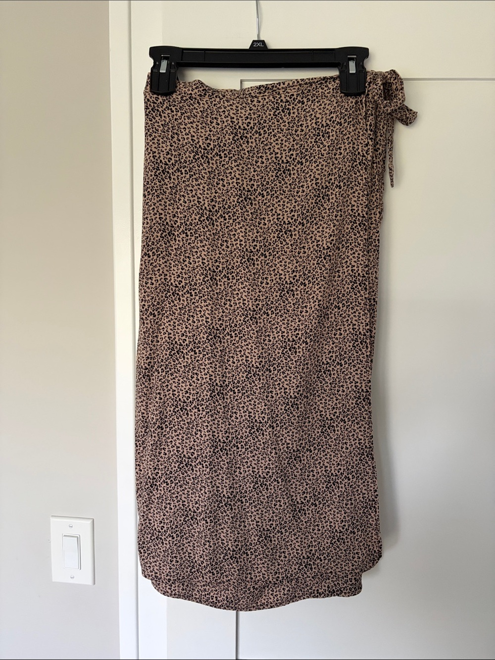 URBAN Romantics Taupe Leopard-Print Wrap Midi Skirt